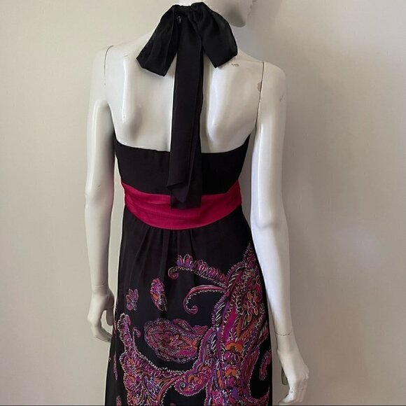La Chateau Chiffon Floral Paisley Halter Maxi Dress, Sz Small - Picture 8 of 16